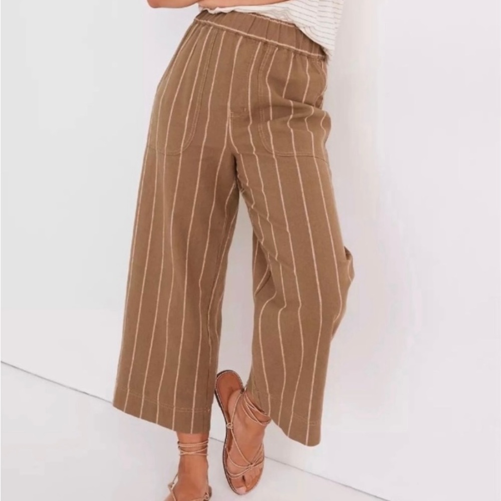 [Madewell] Linen-Cotton Huston Pull-On Crop Pants in Stripe